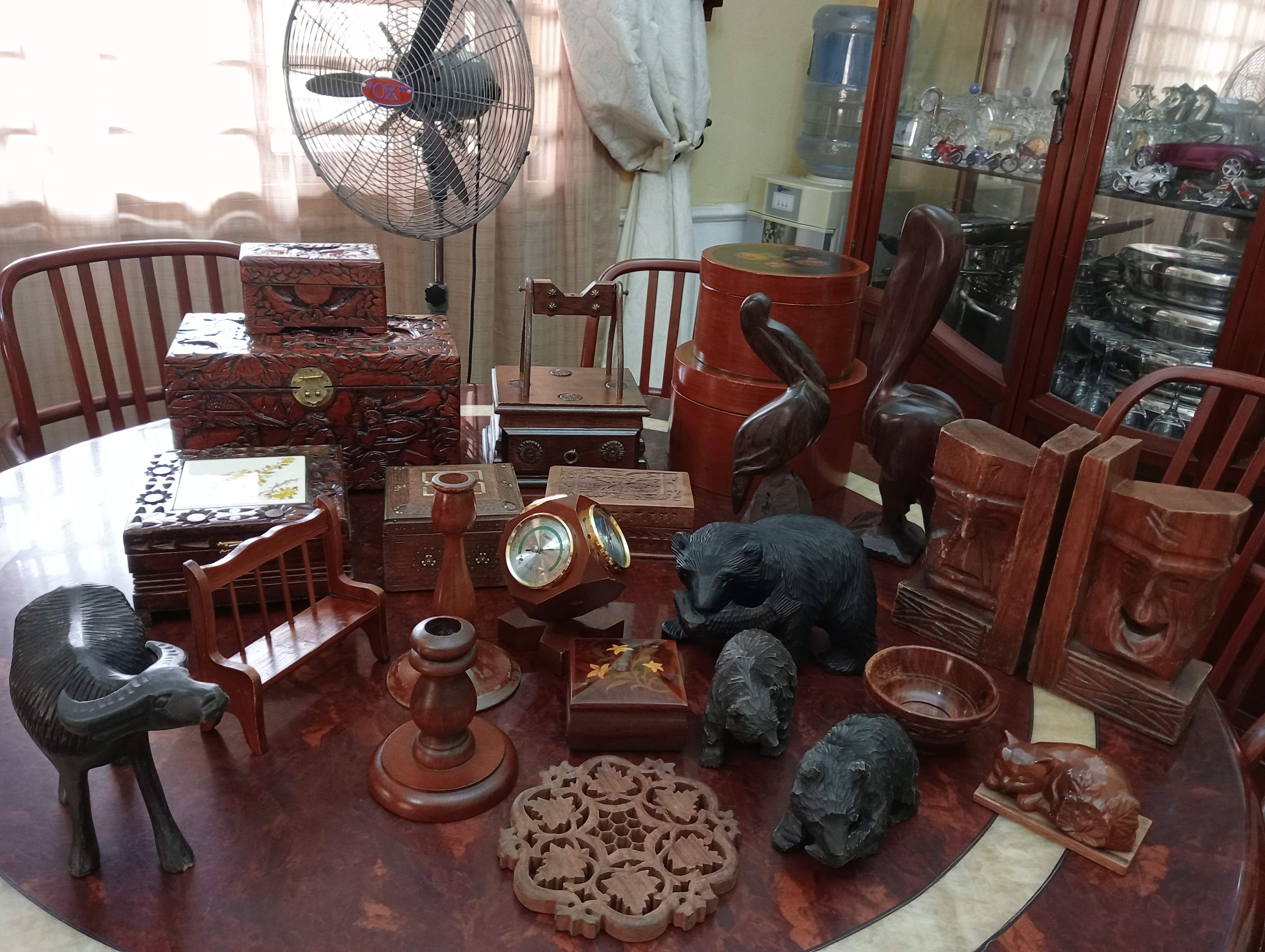 Wooden antiques, and artifacts.