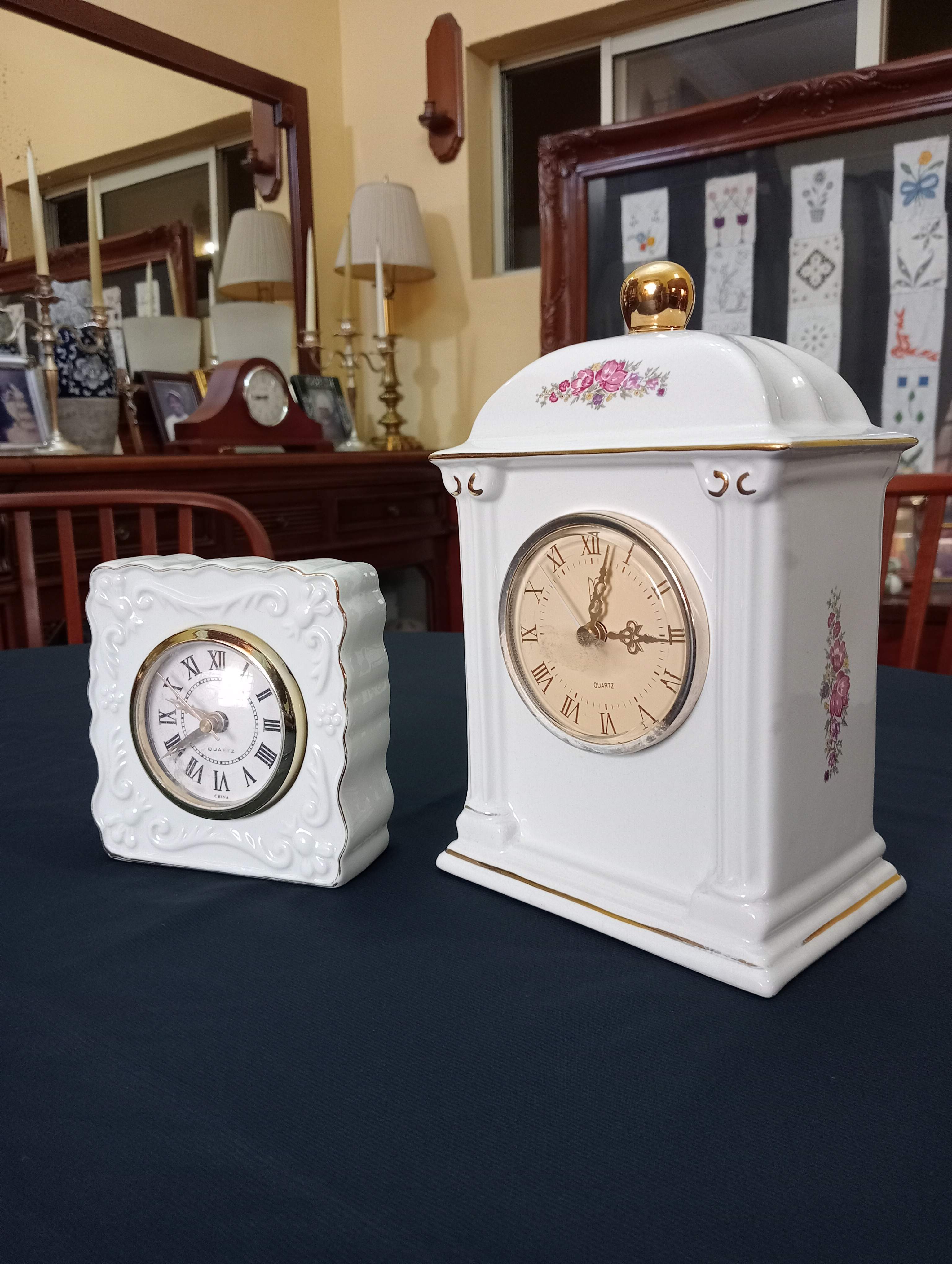 Porcelain Mantle clocks.
